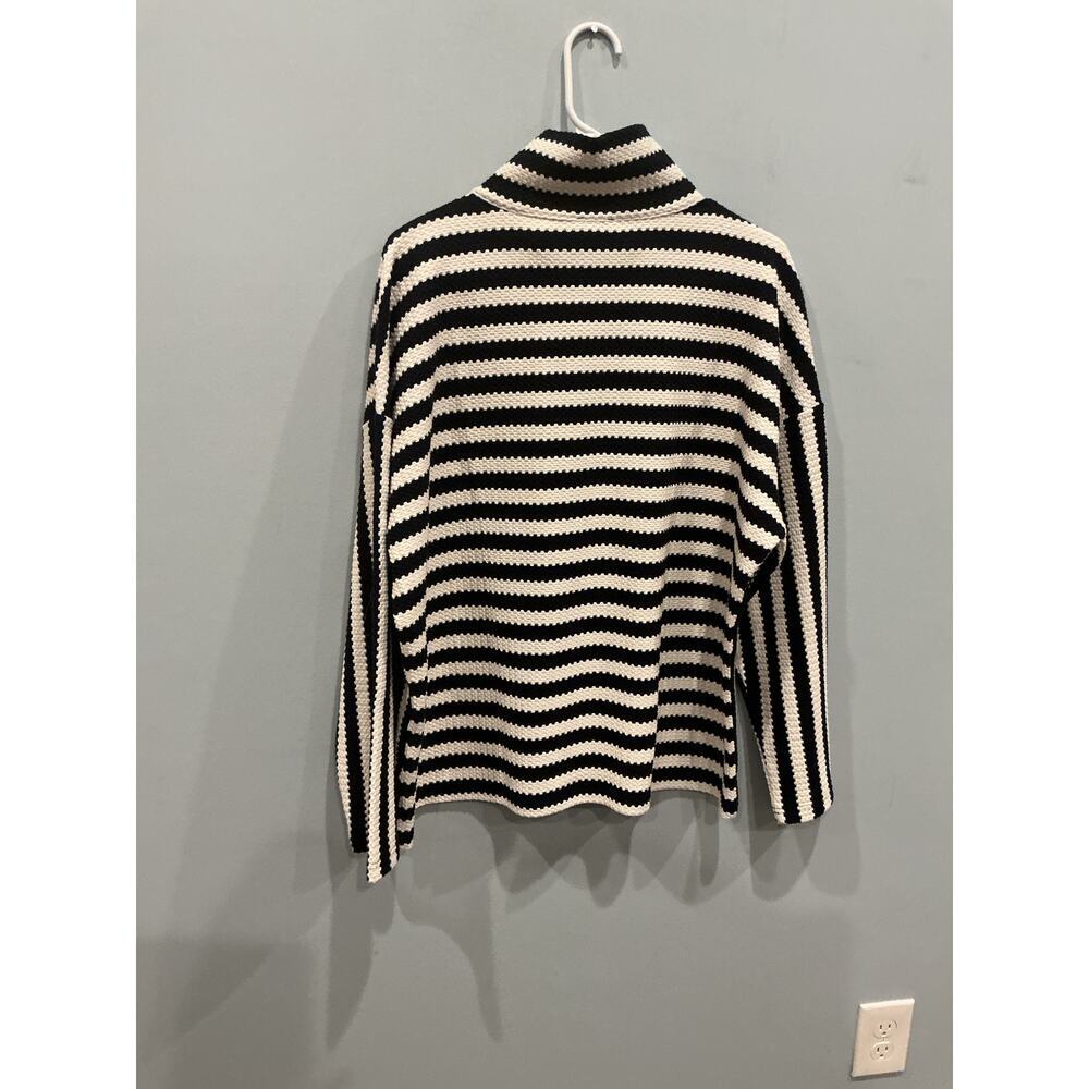 Talbots Womens Popover Top XL Navy Blue White Striped Textured Nautical Preppy - Picture 4 of 7